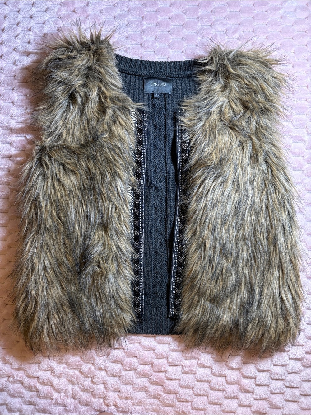 Y2K Western Boho Miss Me Faux Fur Vest Super Cozy | Size Large